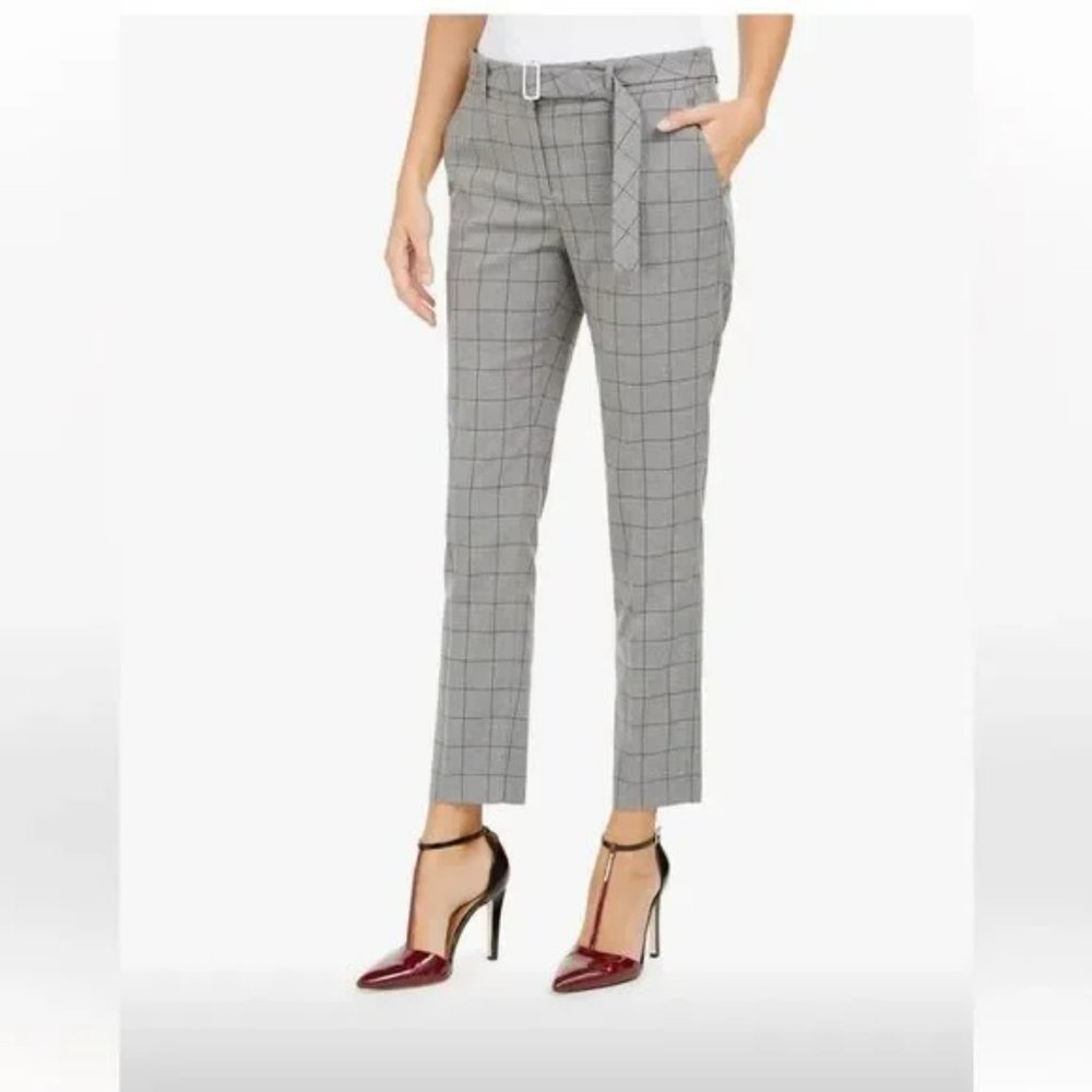 Calvin Klein Gray Windowpane Cropped Dress Pants 10P